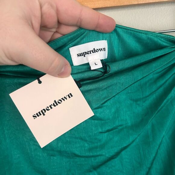 Revolve Superdown Teal Green Karolyna Maxi Slit Skirt Set Size Large - Picture 10 of 12